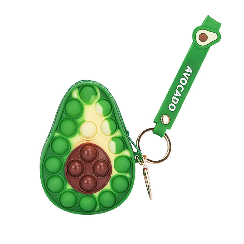 Avocado Shape Fidget Pop-it Zipper Handbag Coin Whatet Case