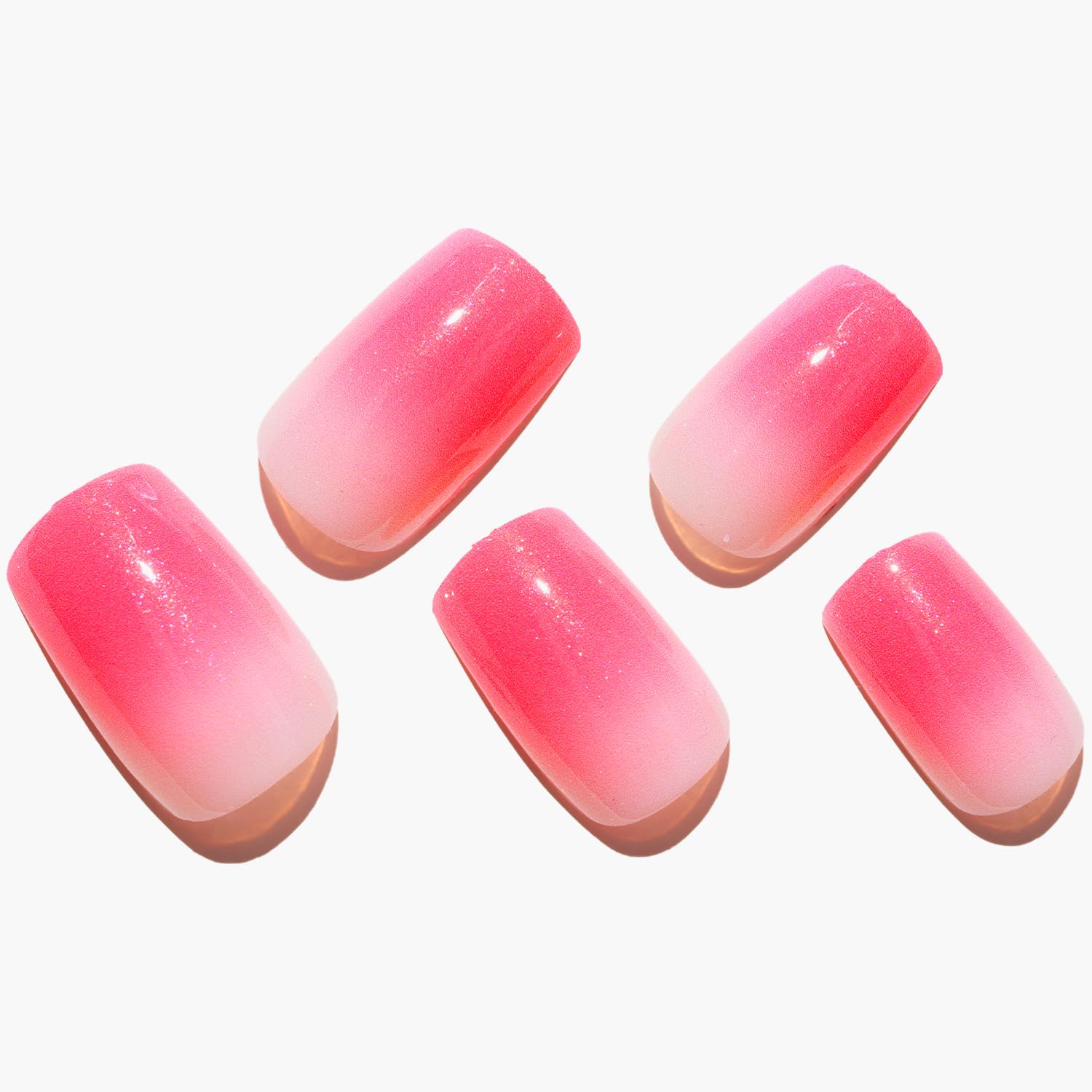 Punte falte flitte bianche bianche rosa calda punte corta quadrata