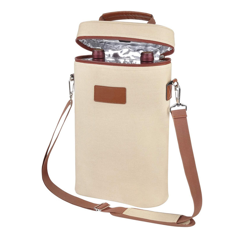 Carrier tote da regalo da vino a 2 bottiglie isolato con cinturino