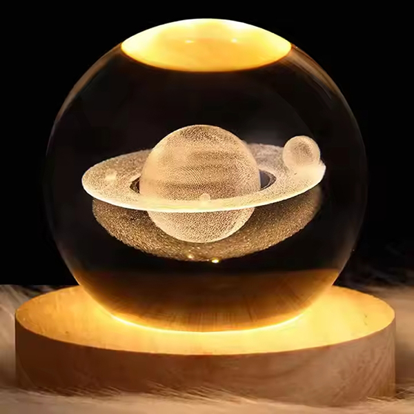 Lampada a sfera di cristallo 3D Saturn